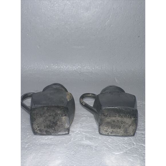 ANTIQUE SALT & PEPPER SHAKERS SOLID PEWTER 1010 NS CO. 2 1/2” S&P - Picture 5 of 6
